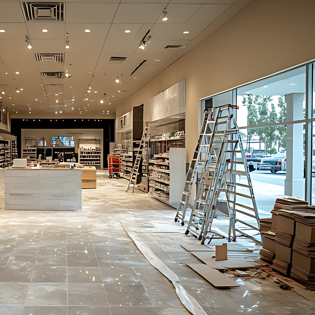 NJ building contractors renovating a retail store mid-construction